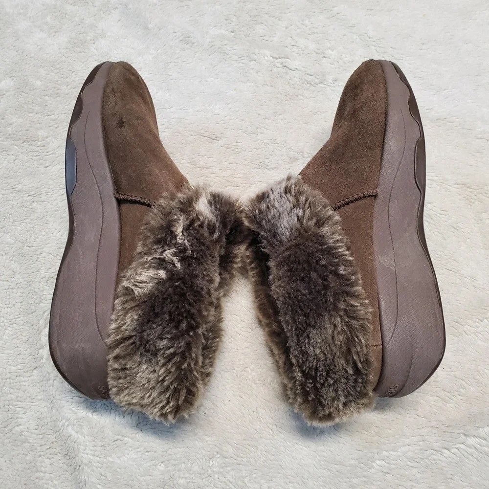 Skechers‎ Brown Fuzzy Cozy Boho Casual Shoes Clogs Women 6.5 Winter Cozy